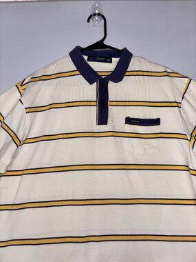 Vintage Coach Striped Knit Short Sleeve Polo Shirt